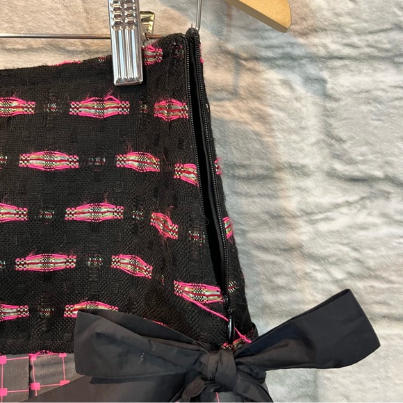 Custo Barcelona US2 EU 36 Pink/ Grey  & Black Abstract Pleated Mini Skirt W Bow - Picture 10 of 11